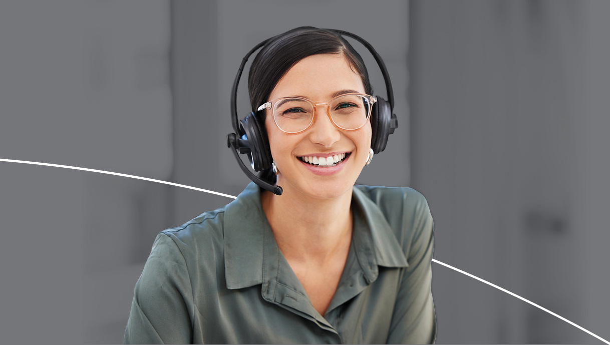 Employment agency recruiter wearing a headset